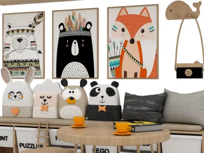 toys and furniture set Low-poly 3D model 5