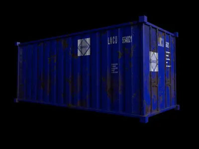 Container-blue PBR shipping container Low-poly 3D model