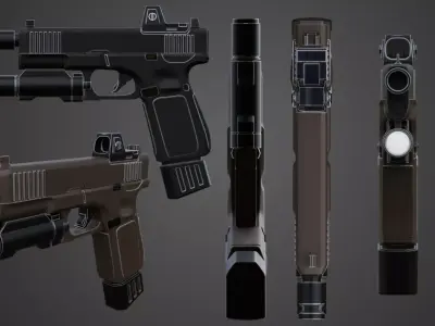 Glock gun Low-poly 3D model order