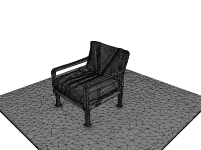 Industrial Armchair Fabric Cushions Low-poly 3D model