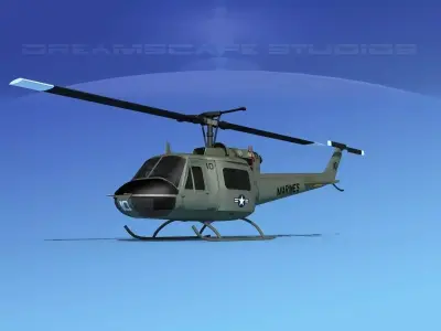 Bell UH-1B Iroquois V12 US Marines 3D model