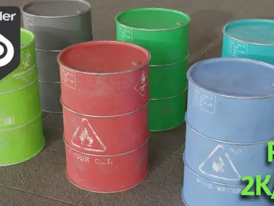 Barrels Pack pbr Low-poly 3D model purchase