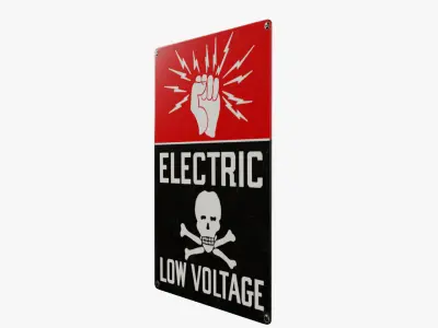 Vintage electric danger sign 3D model