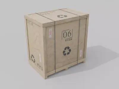 Tall Wide Wooden Crate - Customizable Shipping Box Low-poly 3D model