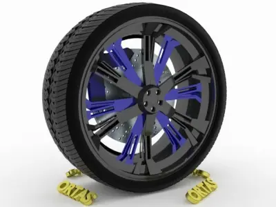 ORTAS CAR WHEEL RIM 118 GAME READY WHEEL RIM TIRE 3D model