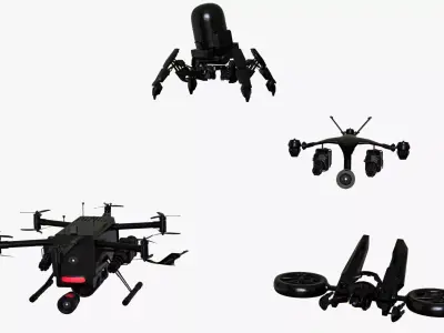 Ultimate Sci Fi Robot Drone Pack  4 Sci-Fi Models 3D model