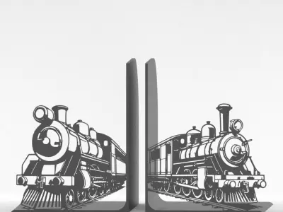 Old Trains Bookends 3D print model