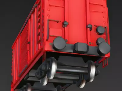 Stylized Cartoon Toy Boxcar Red Train 3d model Low-poly 3D model