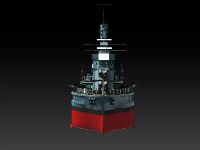 Cartoon British Battleship Low-poly 3D model