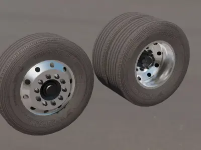 Truck Wheels Low-poly 3D model