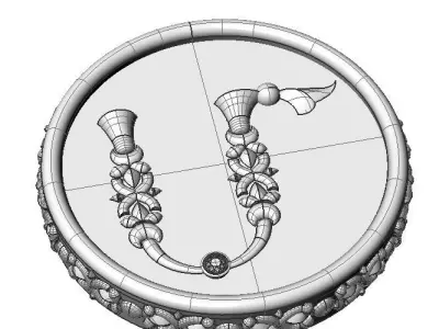 Brooche with armenian letter M 3D print model