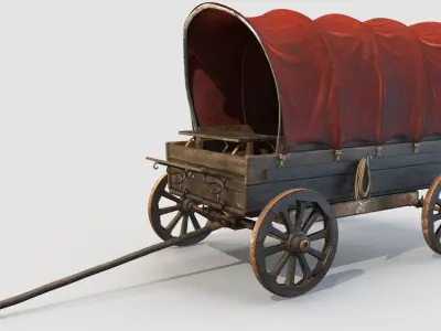 Wooden Covered Cart 3D Model 3D model