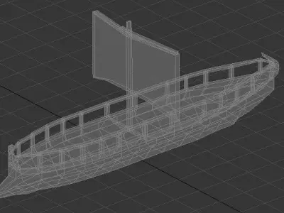 Low poly trireme boat Free low-poly 3D model