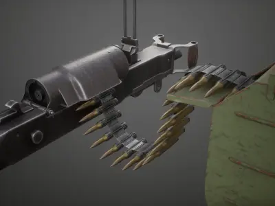 DShK Machine Gun highpoly 3D model