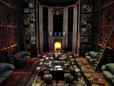 Gothic and Victorian Grand Manor Library 3D model