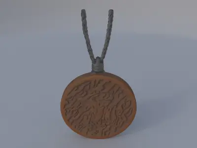 Runed Wooden Amulet 3D model