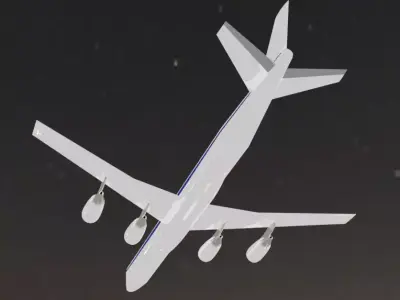 Fictional Quad Engine Modernized 1950s Jetliner DC-8-71 Inspired Low-poly 3D model