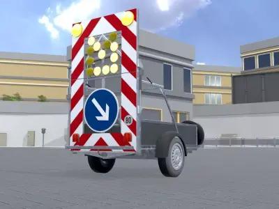 Traffic sign 616-31 Mobile barrier sign right 2500x1700 Low-poly 3D model