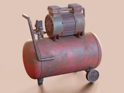 Vintage air compressor Low-poly 3D model