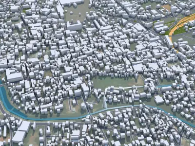 Kollam Kerala India 30km Low-poly 3D model