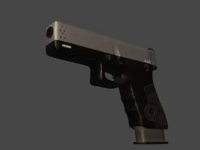 White Glock Pistol Low-poly 3D model