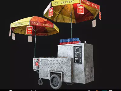 Hot dog cart Low-poly 3D model from CGTrader