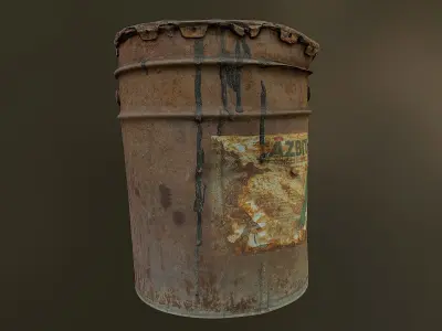 Old rusty oil barrel can Low poly 3D model Low-poly 3D model