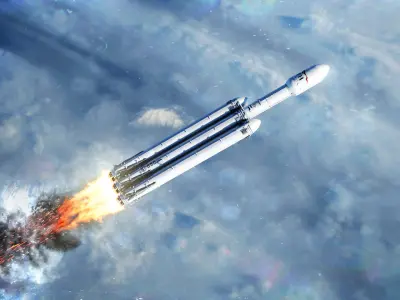 Rocket - Falcon Heavy Low-poly 3D model