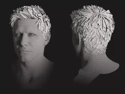 Realistic female hairstyles - pack 6 Low-poly 3D model