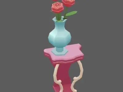 Stylized Cartoon Vintage Bedroom Set Low-poly 3D model