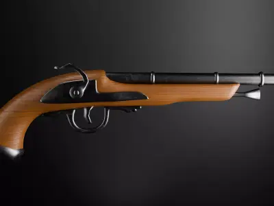 Pirate Flintlock Pistol Model Low-poly 3D model