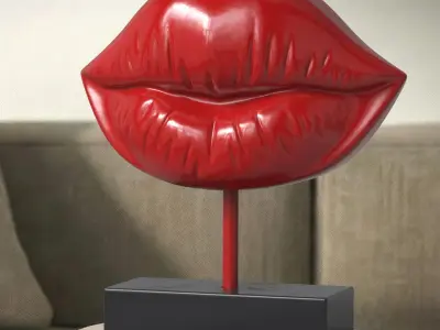  Modern Lips Art Sculpture Red 