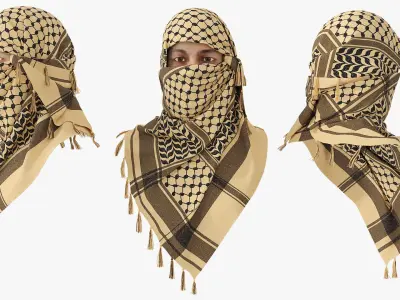 Magnivit Tactical Shemagh Wrapped on Head Beige 3D model