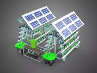 IOT SMART HYDROPONIC SOLAR PANEL POWER FARM PLANT WATER NUTRIENT 3D model