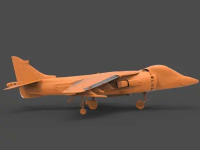 AV-8B orange fighter jet 3D print model