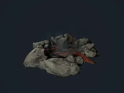 Camp Fire Pit Pack 03 Game Ready Low-poly 3D model