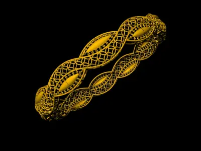 1440  Intertwined Gold Lattice Bangle 10gm 3D print model