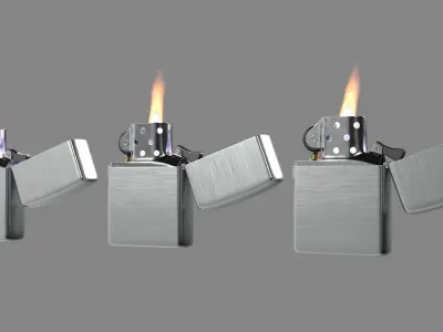 Classic Oil Lighter with Flame VDB for Blender 3D model
