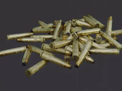 Brass Rifle Shell Casings Pile Low-poly 3D model