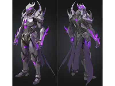 Futuristic Dark Knight Low-poly 3D model
