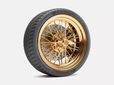 22x9 Texan Wire Wheel Michelin Pilot Sport 4S Tire 3D print model