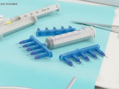 Multi Injector 5 Needles Straight Blue 3D model