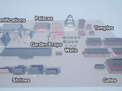Japanese Architecture Pack - UE4 Project Low-poly 3D model