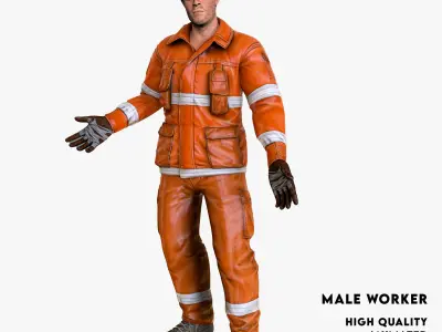 Worker Male Realistic rigged Animated Low-poly 3D model