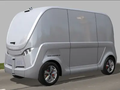 CarPostal driverless electric bus Low-poly 3D model