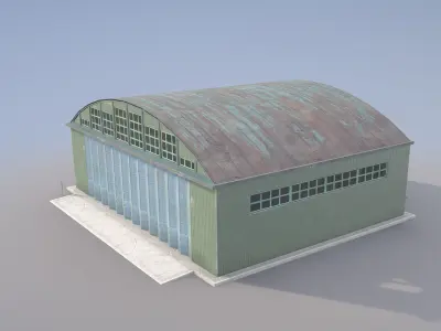 Airport Hangar SmallHangar 01 closed  Low-poly 3D model