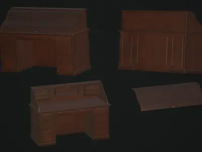 Antique Office Sets Low-poly 3D model