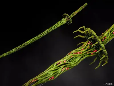 Insect Katana - Japanese Fantasy swords - Game ready 3D model Low-poly 3D model