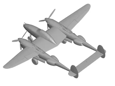 Lockheed P-38 Lightning 3D model shop