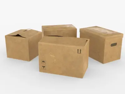 Cardoard boxes Low-poly 3D model